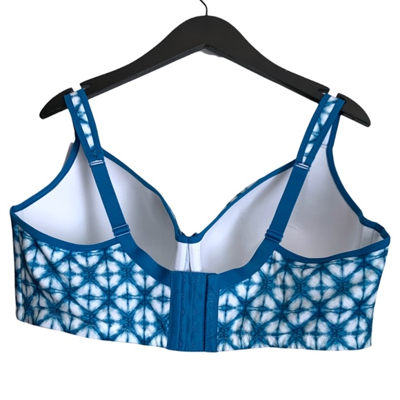 NWT Cacique Bra Sz 46DDD Aqua White Teal Lightly Lined Balconette Lane Bryant - Picture 4 of 9